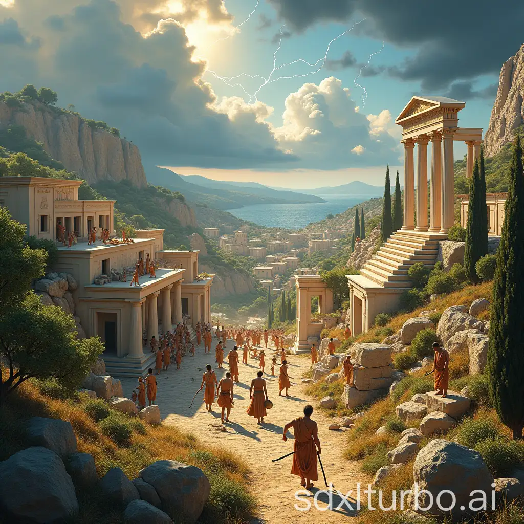 Ancient-Greek-City-Construction-with-Villagers-Architecture-and-Ominous-Storm