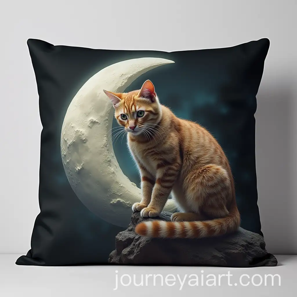 Playful-Cat-Resting-on-Moon-Pillow