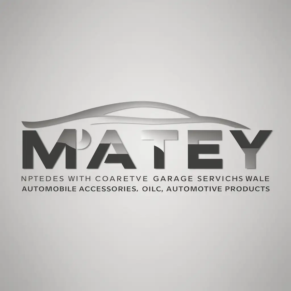 a logo design,with the text "matey", main symbol:automobile, garage services, automobile accessories, oils,Moderate,be used in Automotive industry,clear background