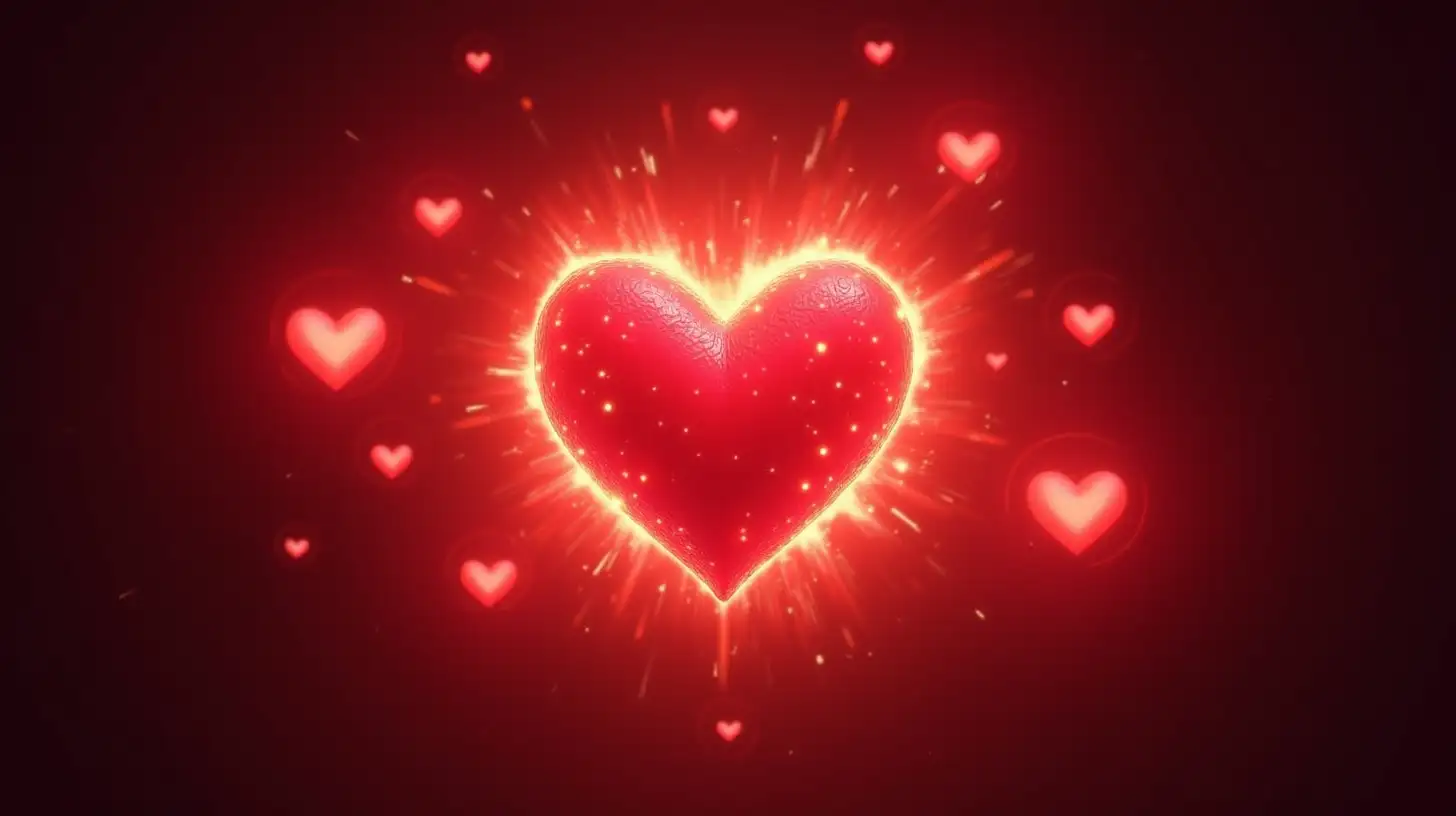 Animation of Exploding Glowing Hearts Representing Love and Support