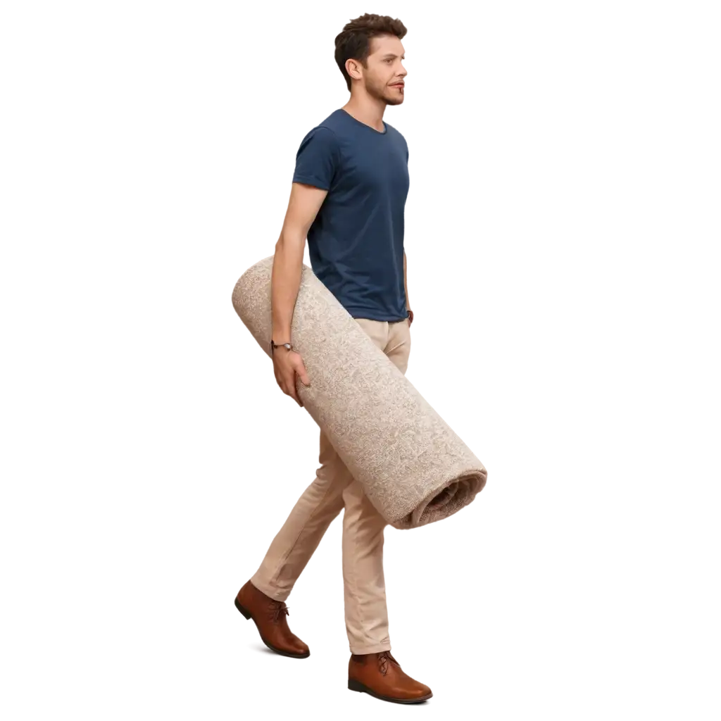 Realistic-PNG-Image-of-a-Person-Carrying-a-Carpet-Natural-Pose-and-Setting