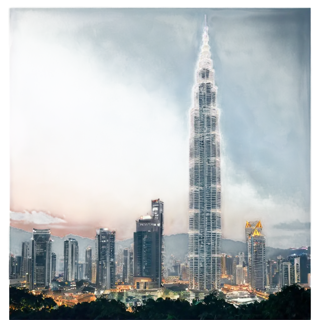 A serene Kuala Lumpur's skyline and the landscapes,  travelers engaging, high-definition DSLR photography, soft focus, and gentle color grading.