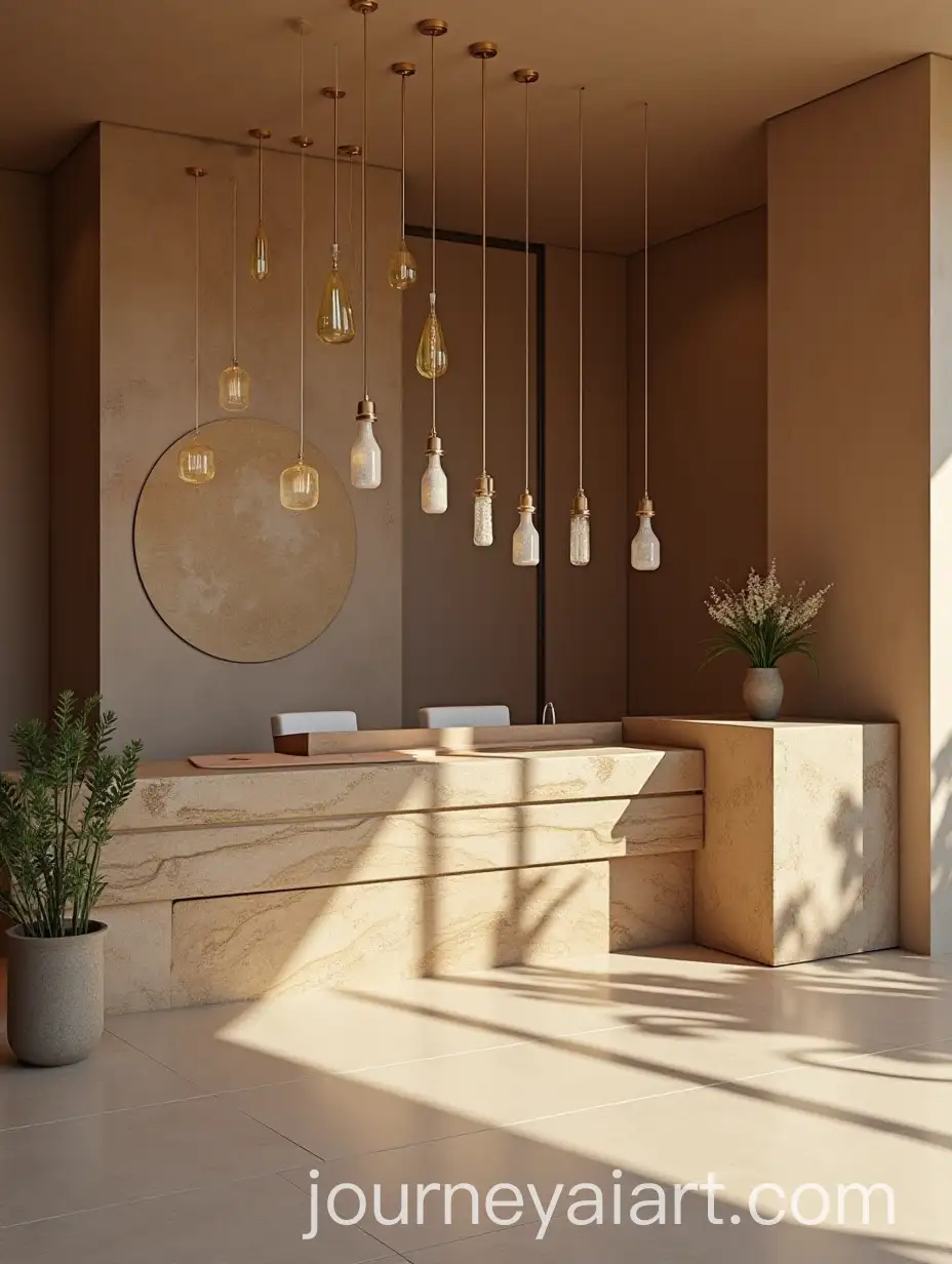 Modern-Minimalist-Beauty-Clinic-with-Stone-Reception-and-Stylish-Chandeliers