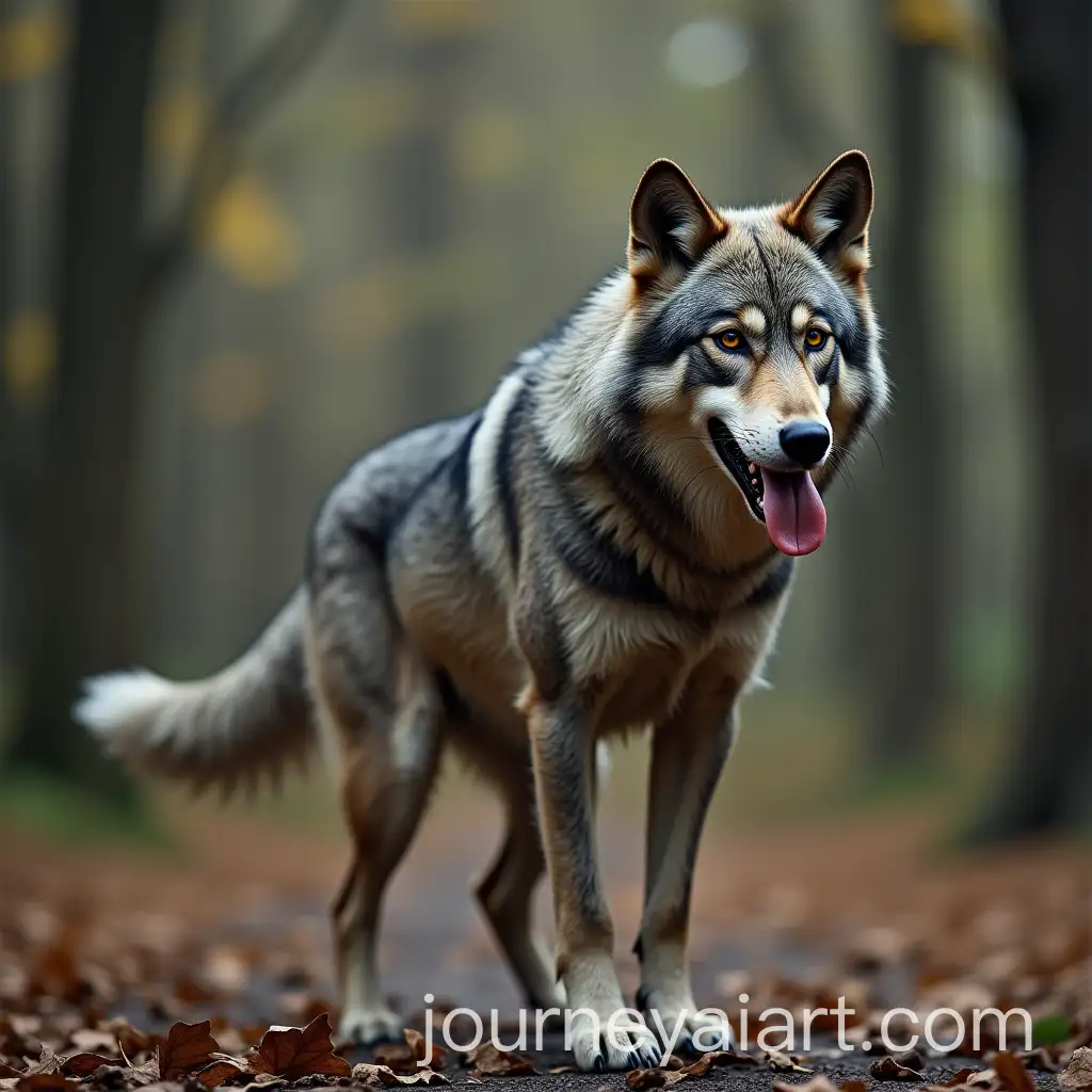 Friendly-Werewolf-with-Collar-in-Mouth-and-Wagging-Tail