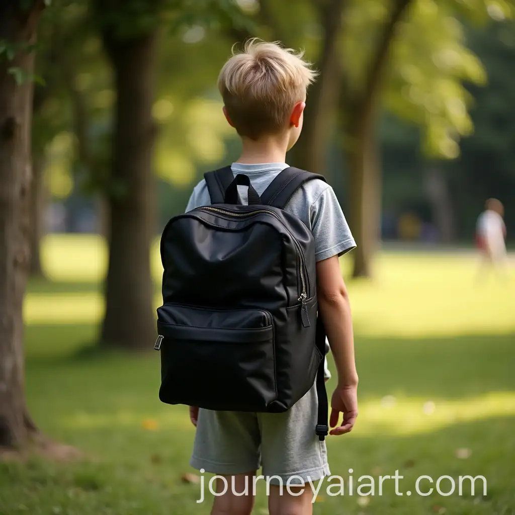 Boy-with-Black-DuffelStyle-Backpack-in-Outdoor-Park-Setting