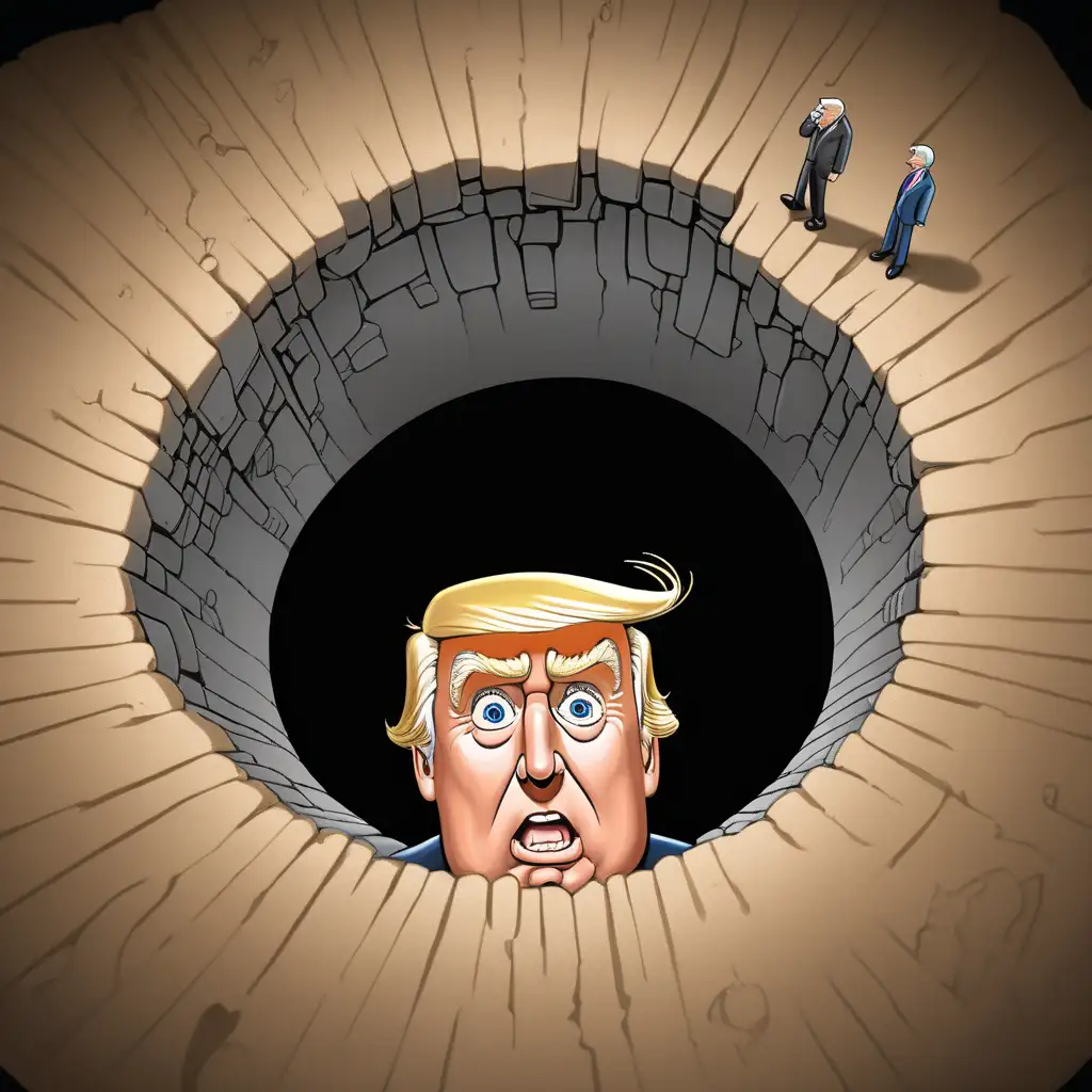 Cartoon Trumps Head Top View Hole Ground Illustration