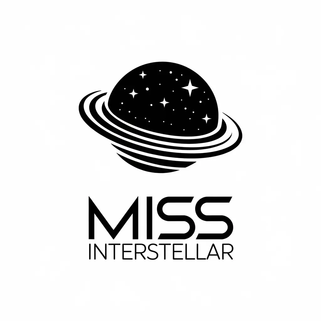 a vector logo design,with the text "Miss Interstellar", main symbol:Milky Way,Minimalistic,be used in Entertainment industry,clear background