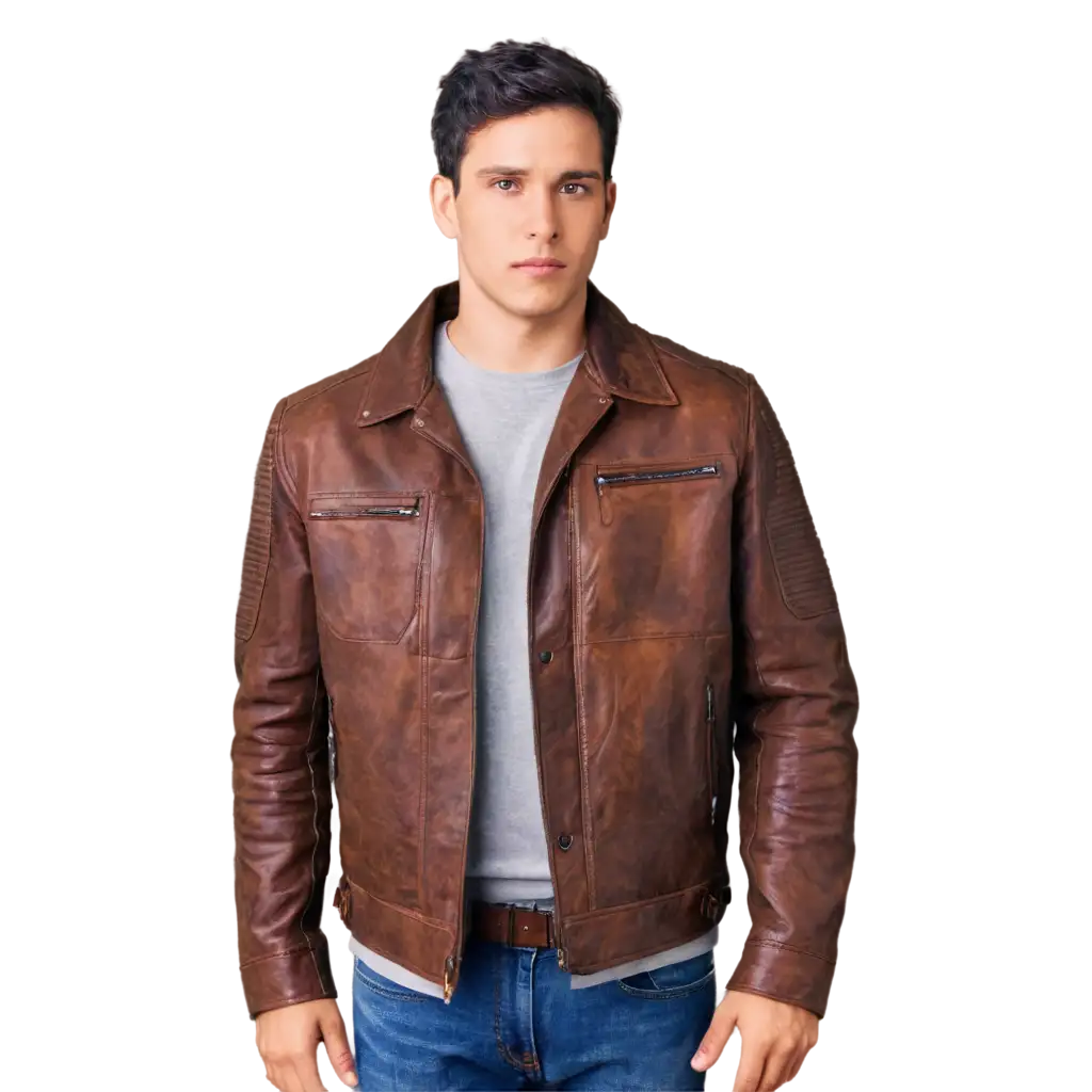 Stylish-Brown-Aviator-Leather-Jacket-with-Quilted-Upper-Arms-HighQuality-PNG-for-Versatile-Use