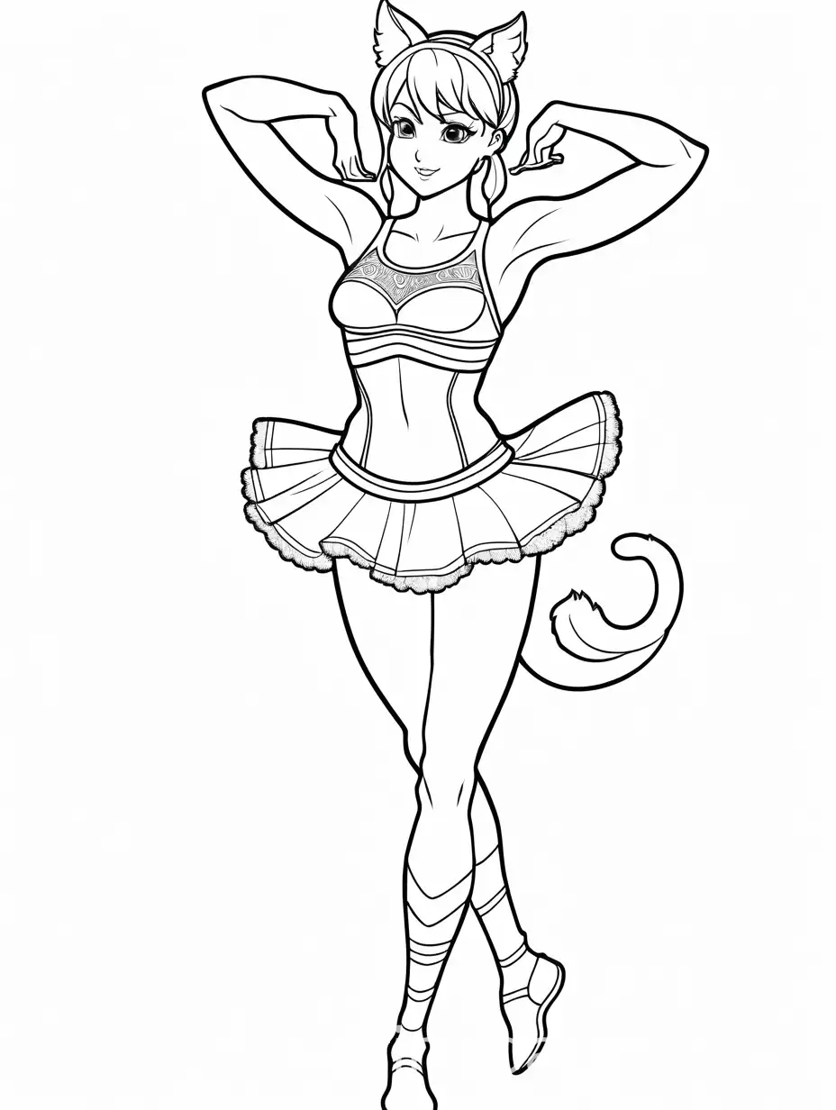 Anime-Princess-with-Kitten-Ears-Doing-Tree-Pose-Coloring-Page