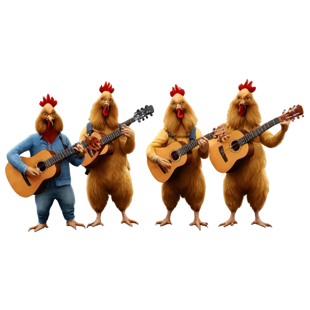 HighQuality-PNG-Image-Three-Chickens-and-a-Rooster-Playing-Guitars