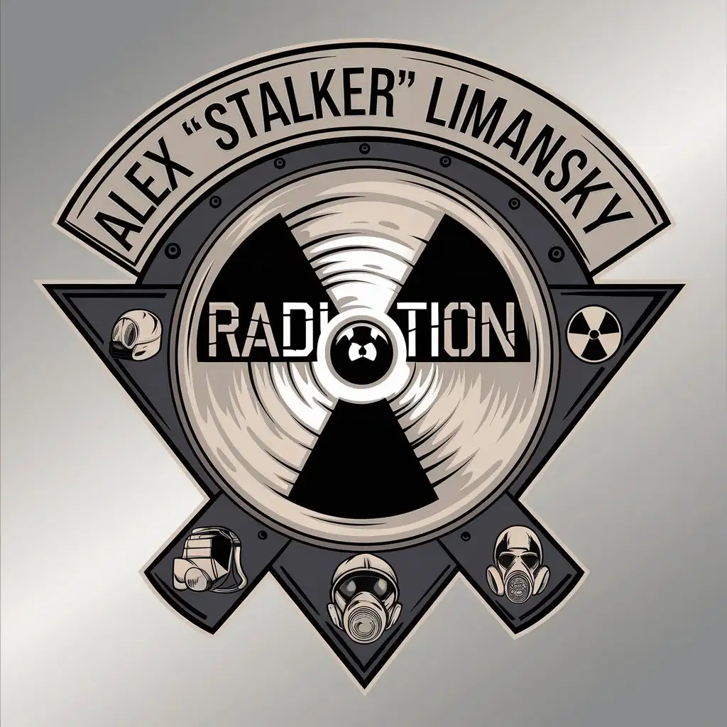 a vector logo design,with the text "Alex "Stalker" Limansky", main symbol:sign 'radiation', S.T.A.L.K.E.R. Shadow of Chernobyl,Moderate,be used in Internet industry,clear background