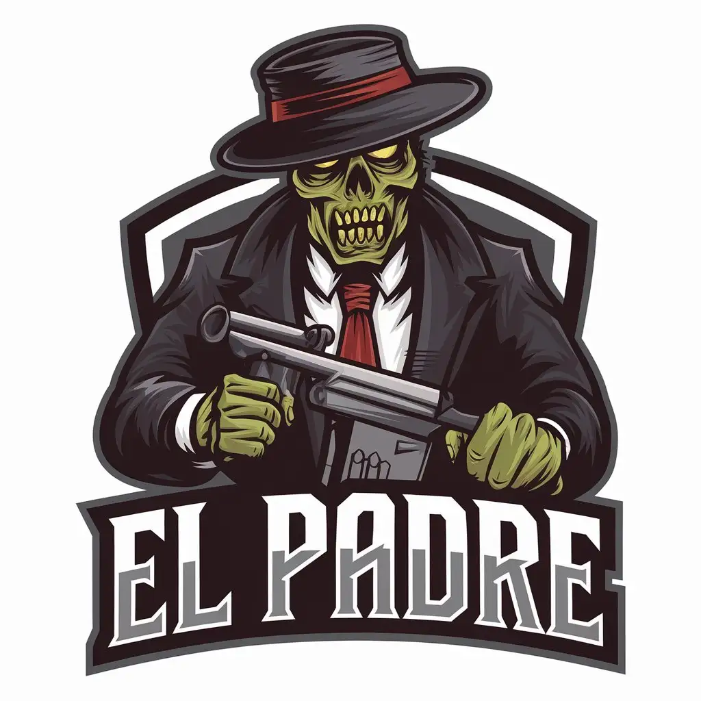 LOGO Design for El Padre Mafia Zombie Killer with Bold Typography for Entertainment Industry