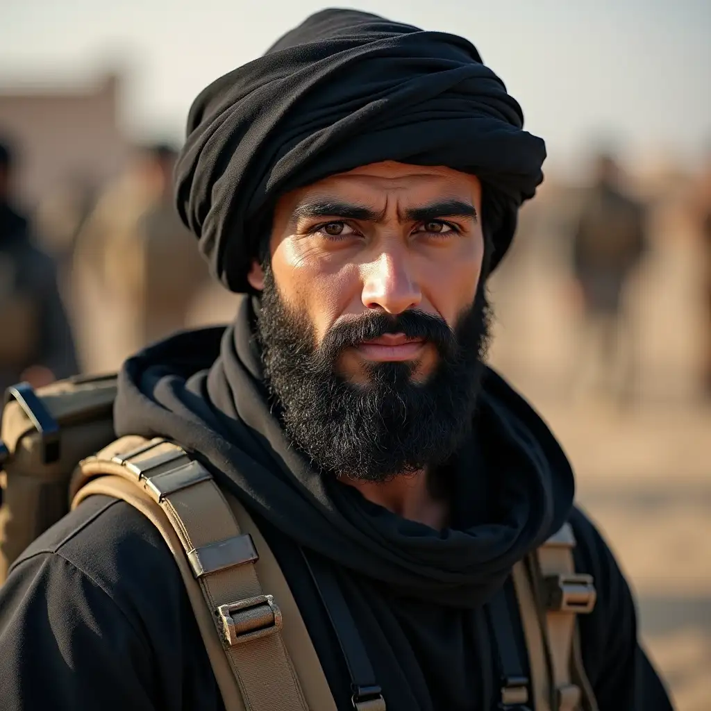 ISIL Warrior Portrait with Black Beard