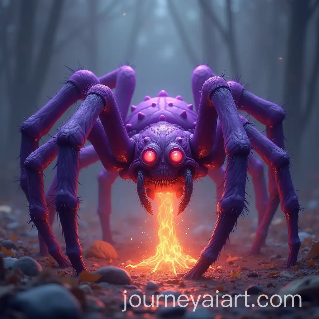 Fierce-Giant-Purple-Spider-Breathing-Fire
