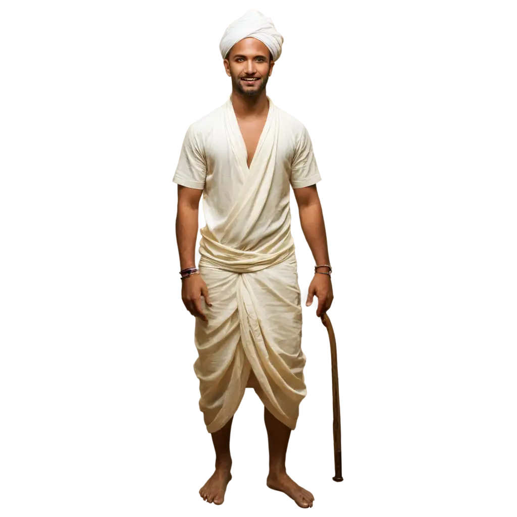 Marathi-Traditional-Man-in-Dhoti-Kurta-and-Turban-PNG-Image-for-Authentic-Cultural-Representation