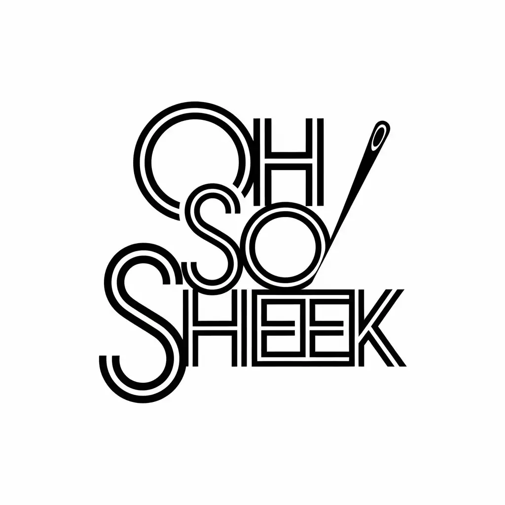 a vector logo design,with the text "Oh so Sheek", main symbol:i need a logo with a sewing needle  and the letters intertwine,complex,be used in Retail industry,clear background