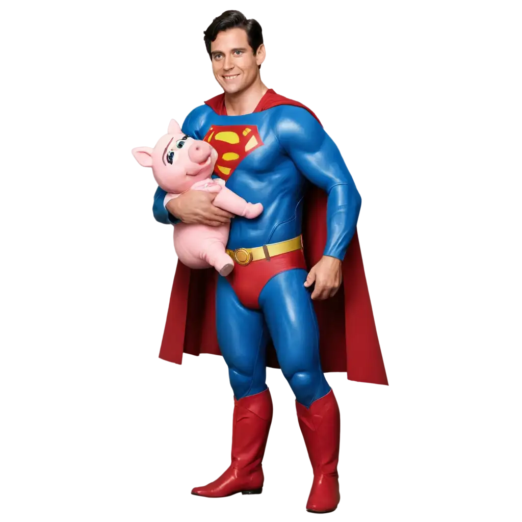 Superman-Holding-Miss-Piggy-PNG-Image-Playful-Collaboration-of-Iconic-Characters