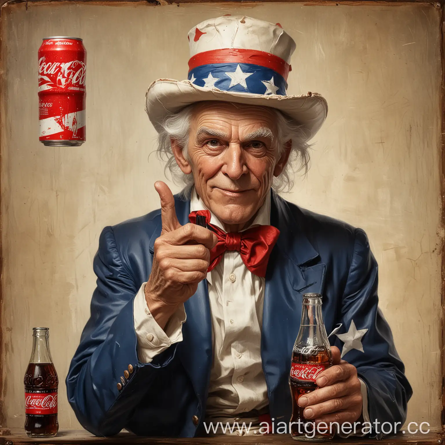 Patriotic-Uncle-Sam-Enjoying-Coca-Cola