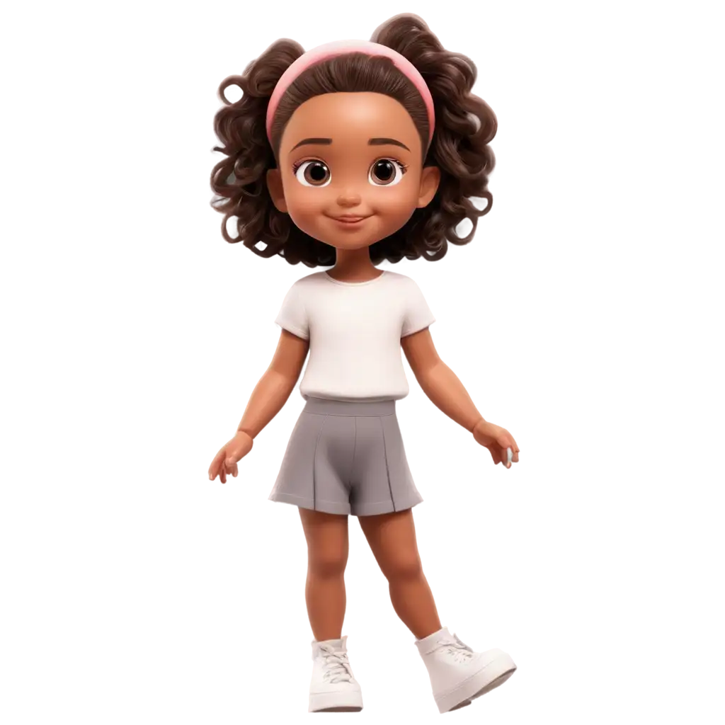 Create a fashionable little girl, cartoon style, playing