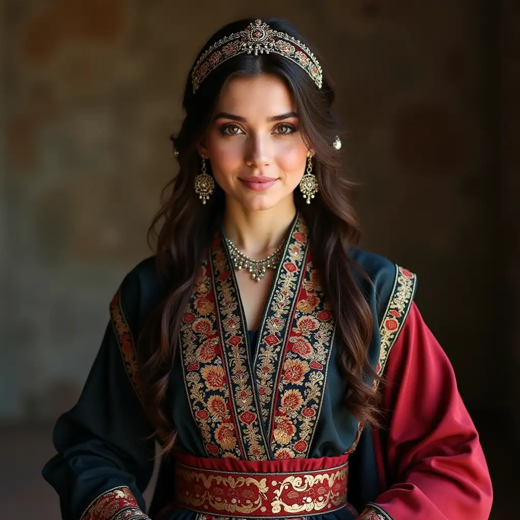 Young-Kurdish-Woman-in-Traditional-Regal-Garb