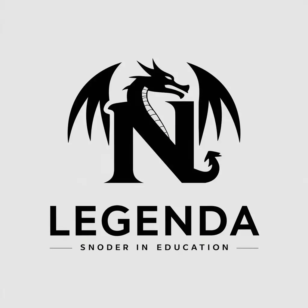 a vector logo design,with the text "LEGENDA", main symbol:letter N in the form of a dragon,Moderate,be used in Education industry,clear background