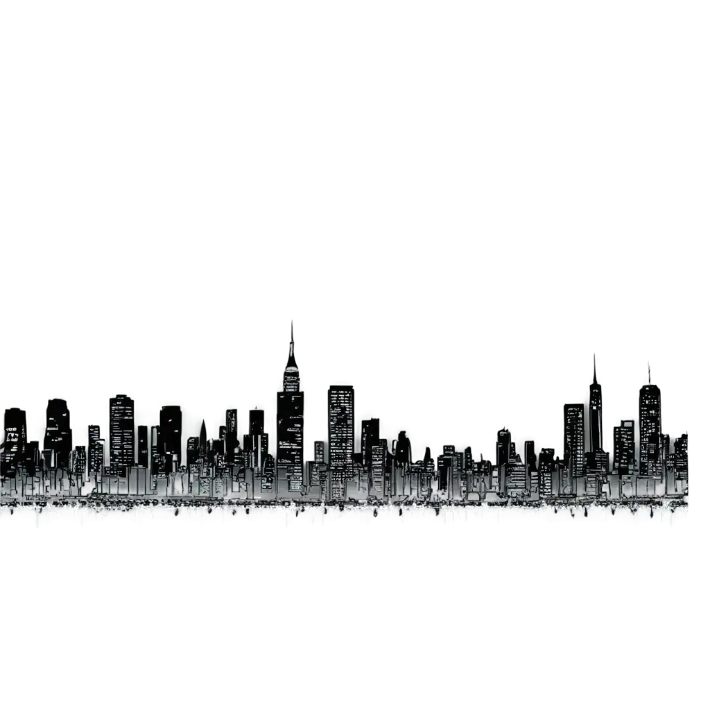 Animated-Cartoon-Black-and-White-Partying-City-Background-PNG-Image-Festive-Urban-Scene