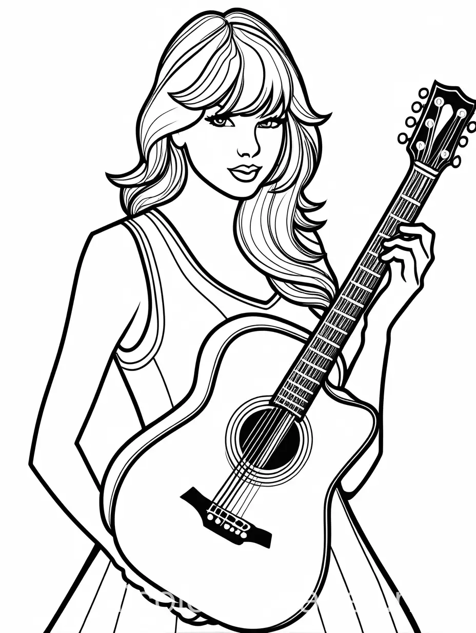 Taylor-Swift-Cartoon-Style-Holding-Guitar-on-White-Background