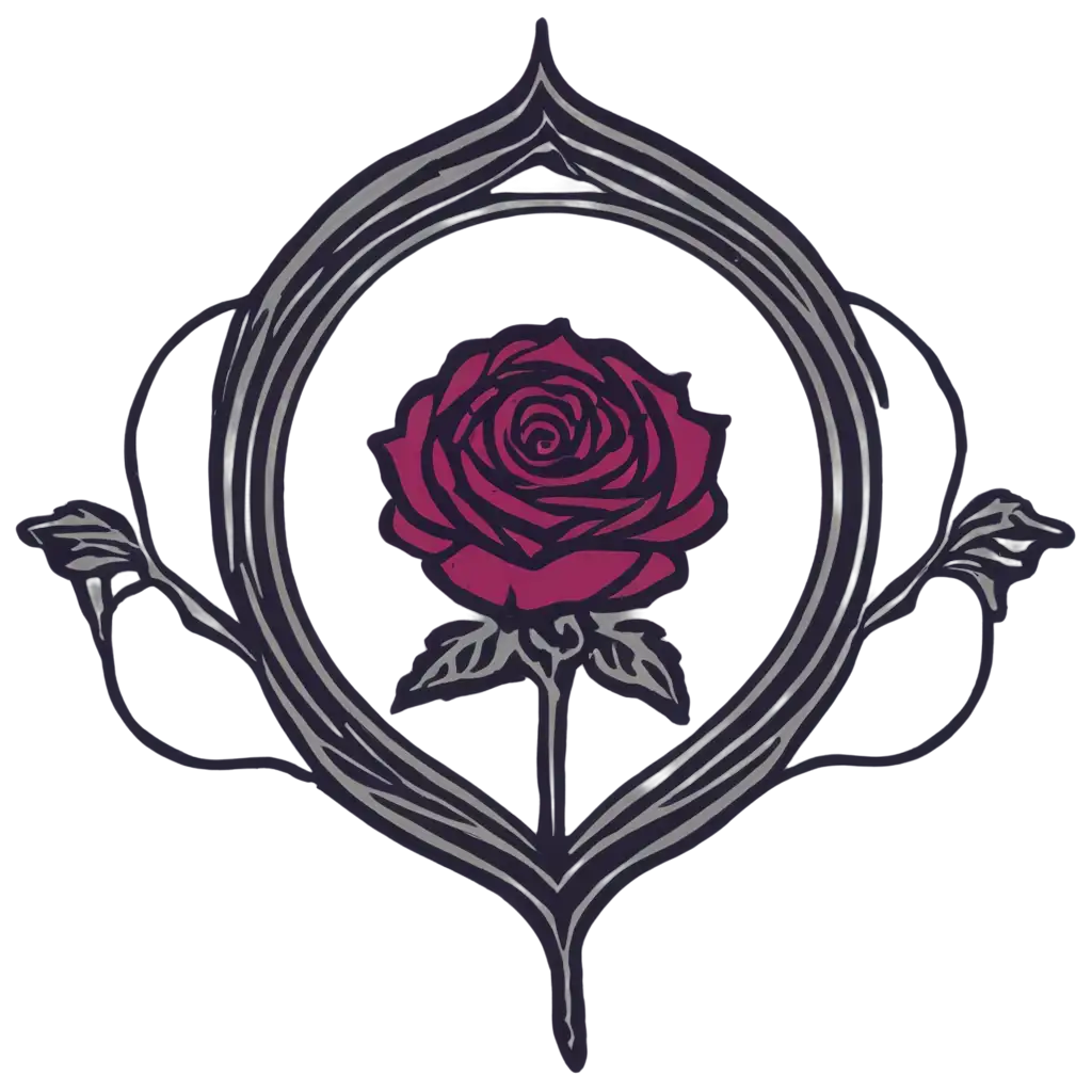 Gothic rose logo with a retro style