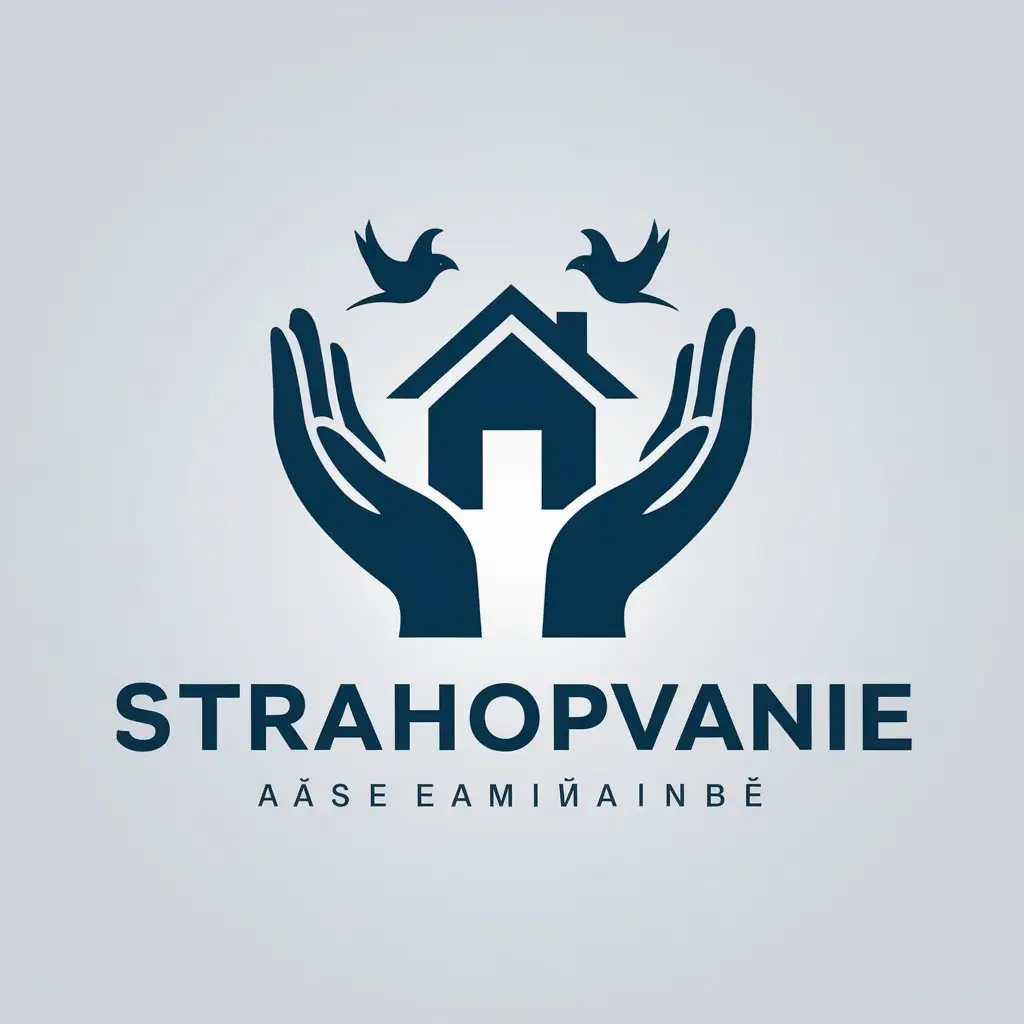 LOGO Design For Strahopvanie House Between Hands with Birds in Finance Industry