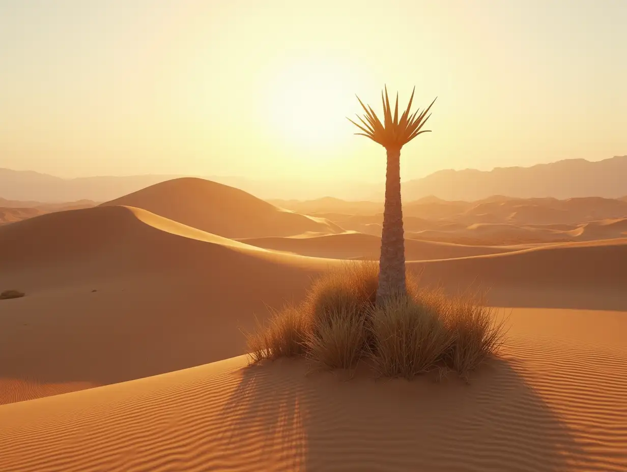 Welwitschia-Mirabilis-Plant-in-Vast-Desert-Landscape-with-Rolling-Sand-Dunes