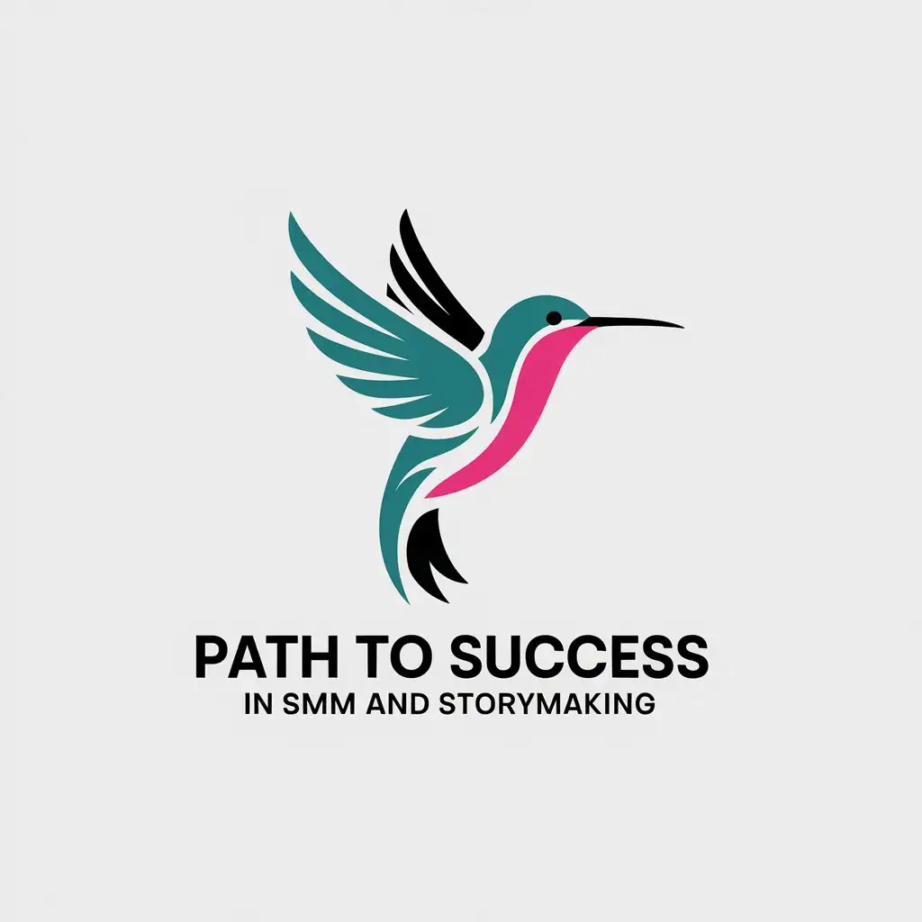 a vector logo design,with the text "Path to success in SMM and Storymaking", main symbol:Hummingbird,Moderate,be used in Internet industry,clear background