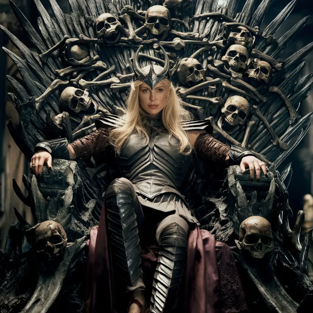 Charlize-Theron-as-Sauron-on-a-Throne-of-Skulls-in-Lord-of-the-Rings-Style