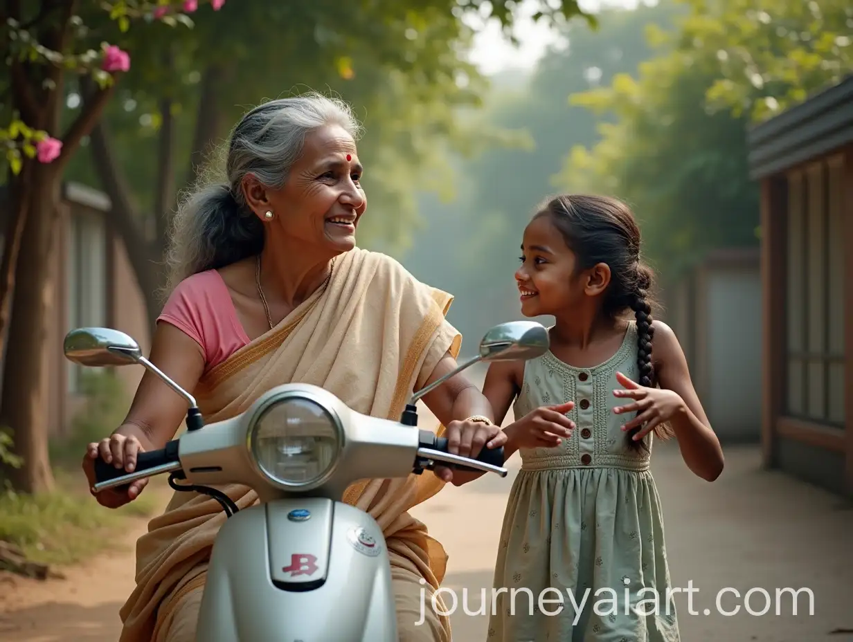 Indian-Grandmother-Learning-to-Drive-aAI-Art-Prompt-Expansion-Scooter-with-Granddaughters-Help