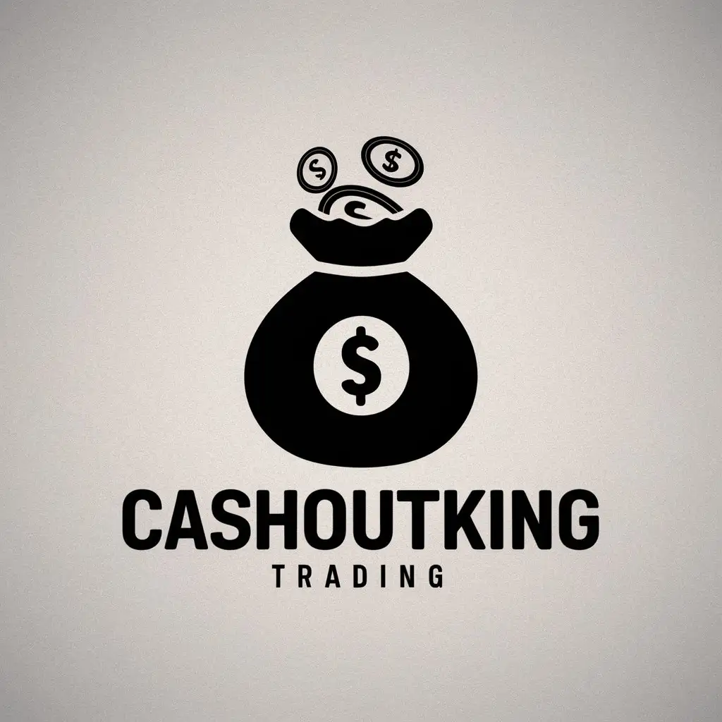 LOGO-Design-For-CashoutKing-Trading-Bag-of-Coins-with-Falling-Money-in-Round-Shape