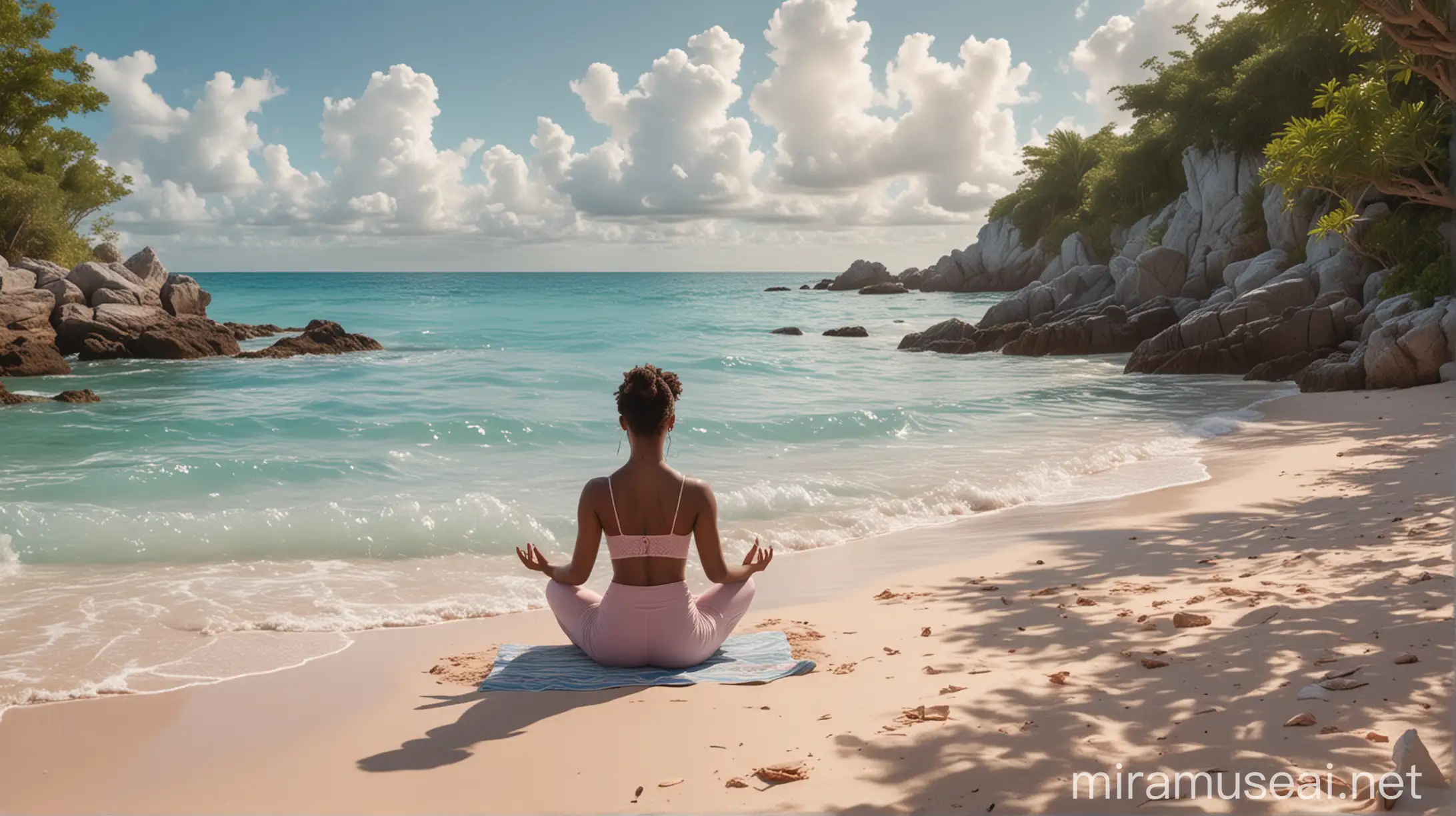 Group of Black Women Meditating on Bermuda Beach