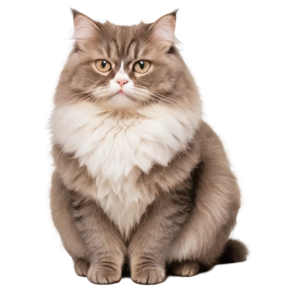 plump fluffy cat with an impudent face