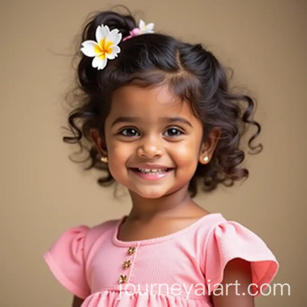Cute-3YearAI-Image-Prompt-ExpansionOld-Sri-Lankan-Girl-in-Pink-Frock-with-Temple-Flowers