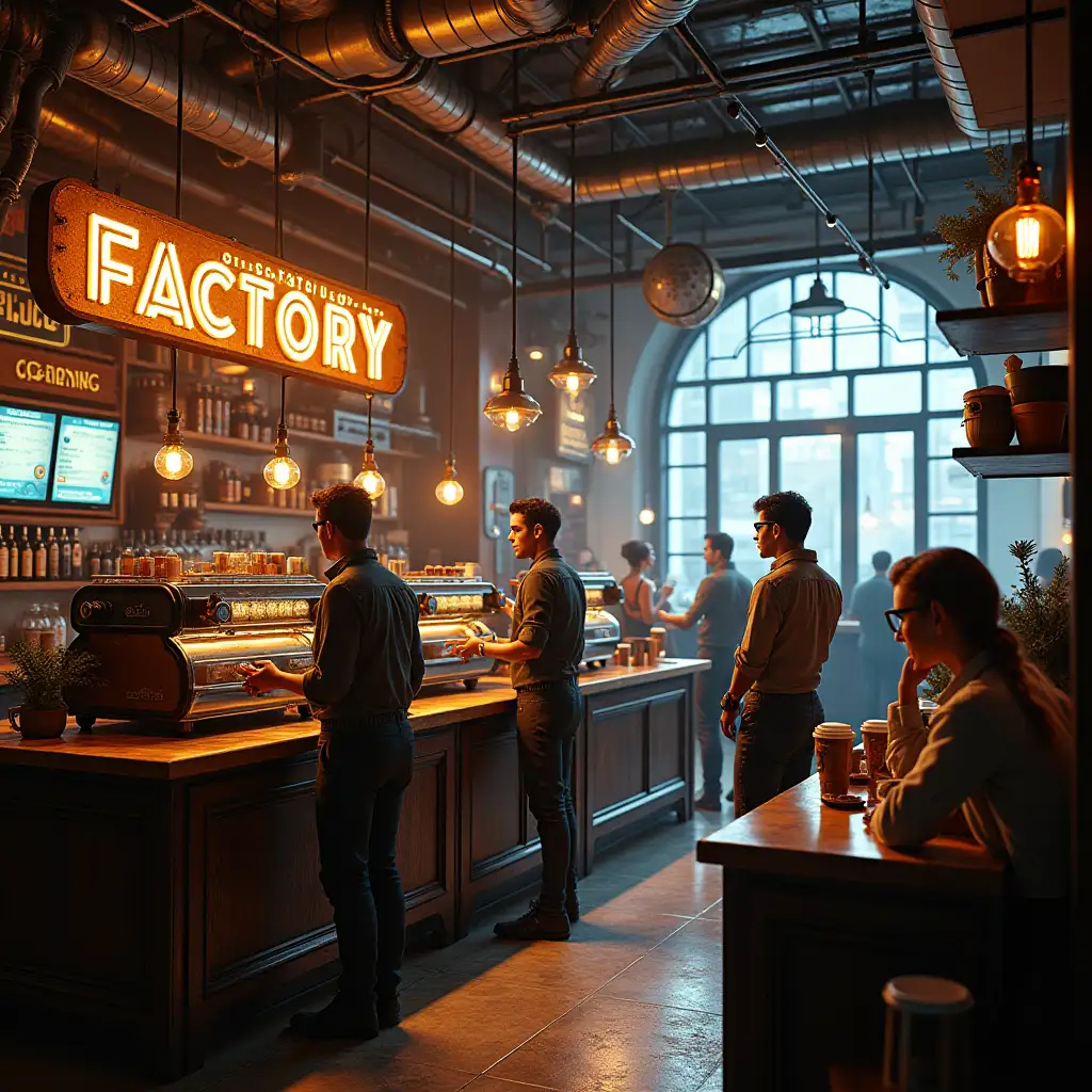 Steampunk-Cyberpunk-Coffee-Shop-with-Futuristic-and-Industrial-Design