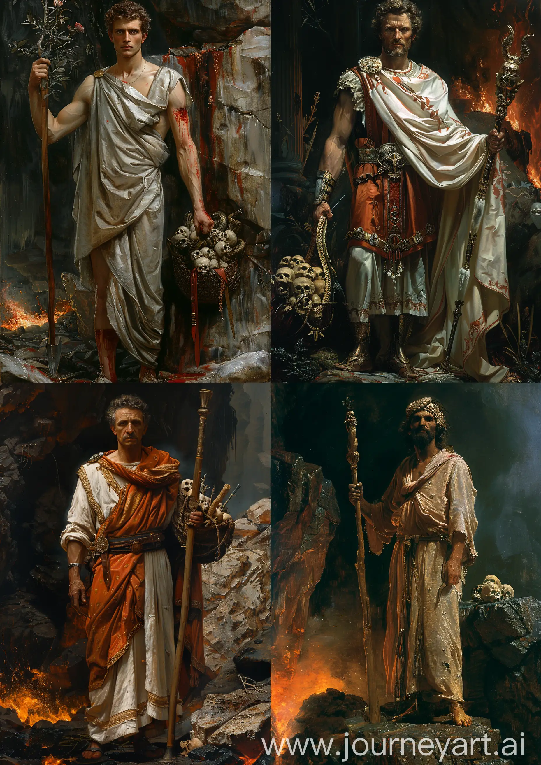 Ancient-Carthaginian-Warrior-Hannibal-Barca-in-Ornate-Clothing-with-Kalashnikov-and-CHANEL-Bag-on-Burning-Rock