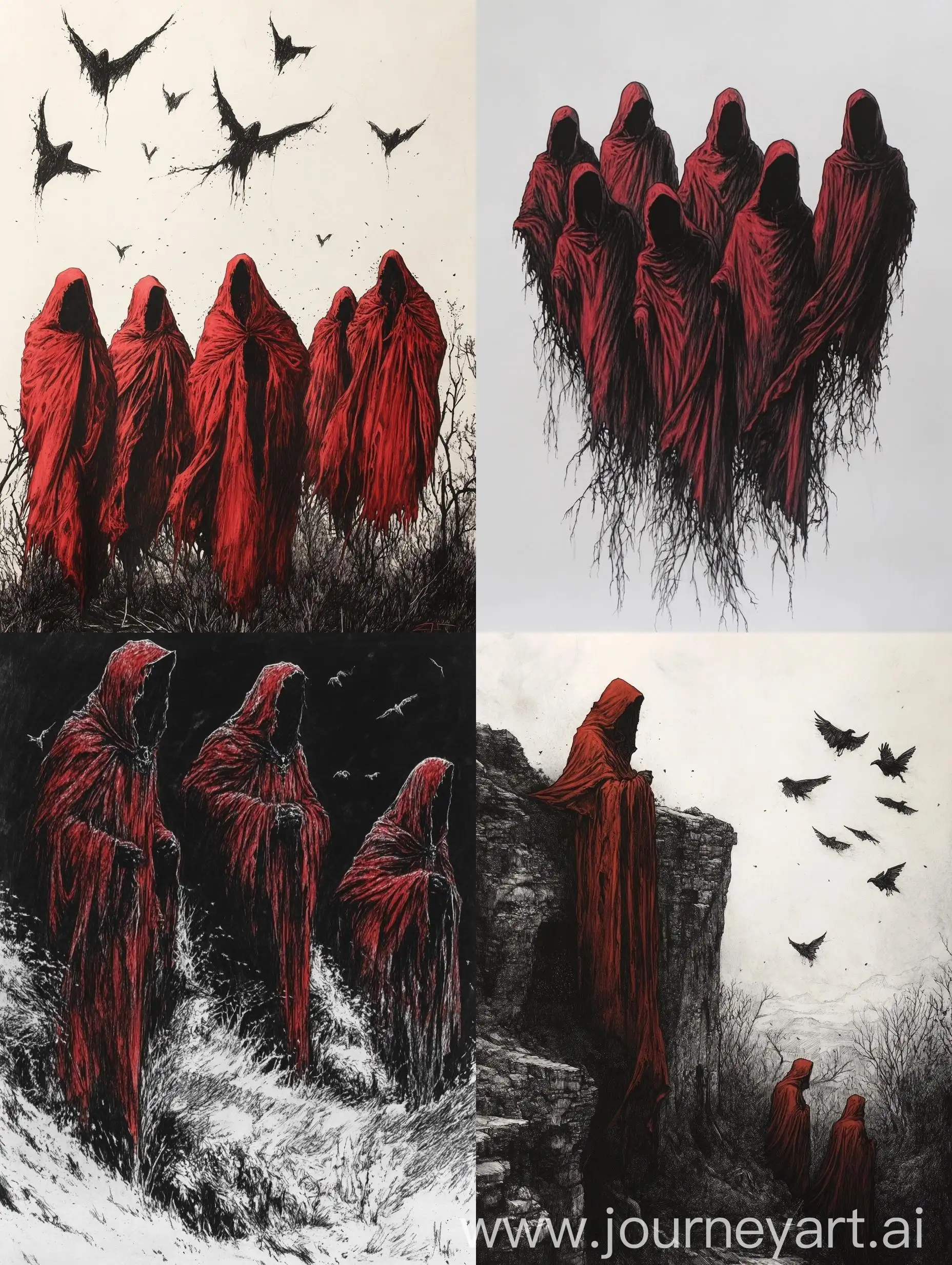 Grotesque-Hooded-Figures-in-Dystopian-Flight