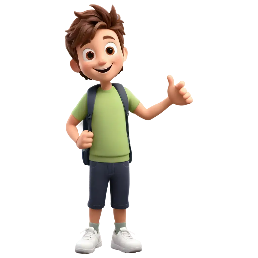 Happy-Young-little Boy-Showing-Thumb-Up-Cartoon-Character-PNG-Image