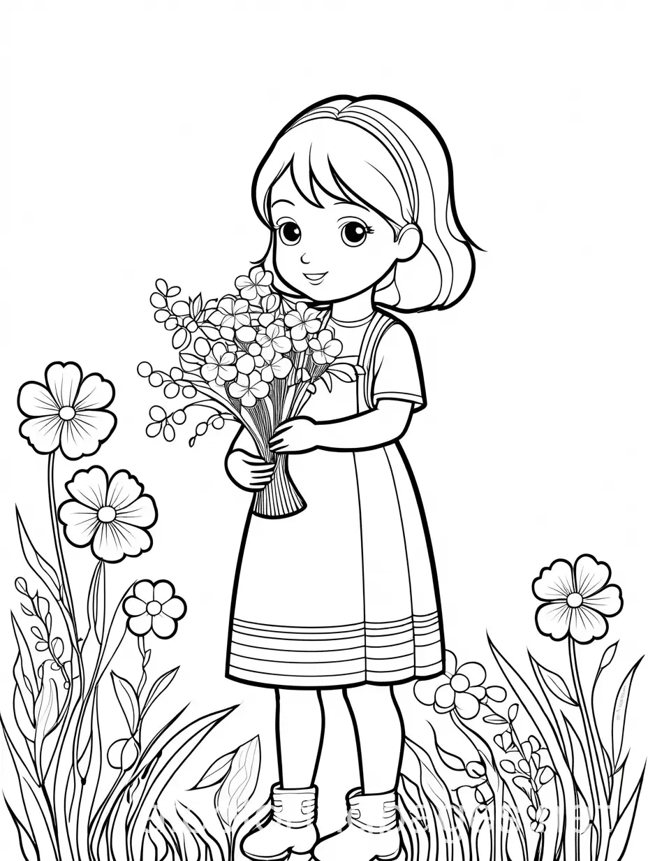 Children-Holding-Flowers-in-a-Simple-Coloring-Page