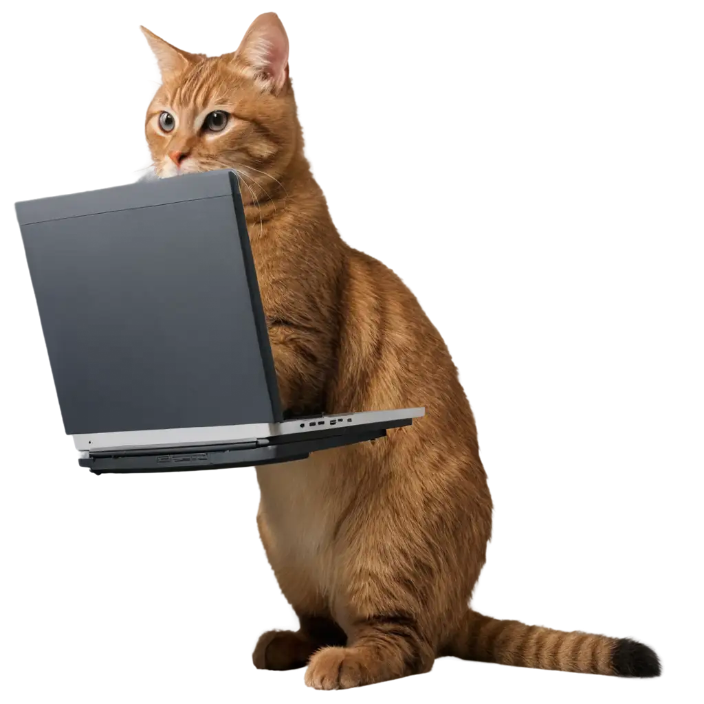 Cat-Sits-Behind-Computer-HighQuality-PNG-Image-for-Digital-Creations