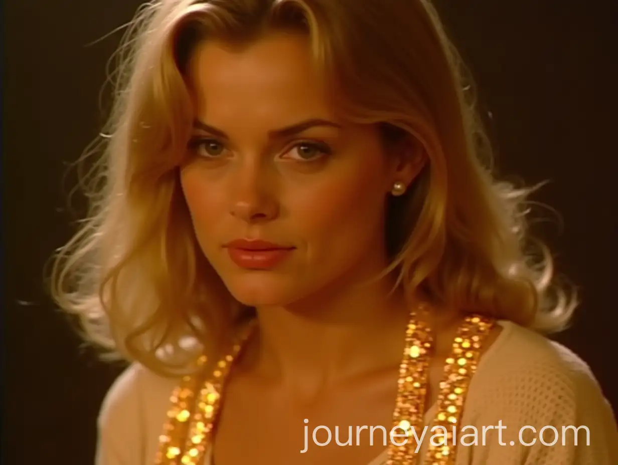 CloseUp-Portrait-of-a-Blonde-Girl-in-Glowing-Gold-Chain