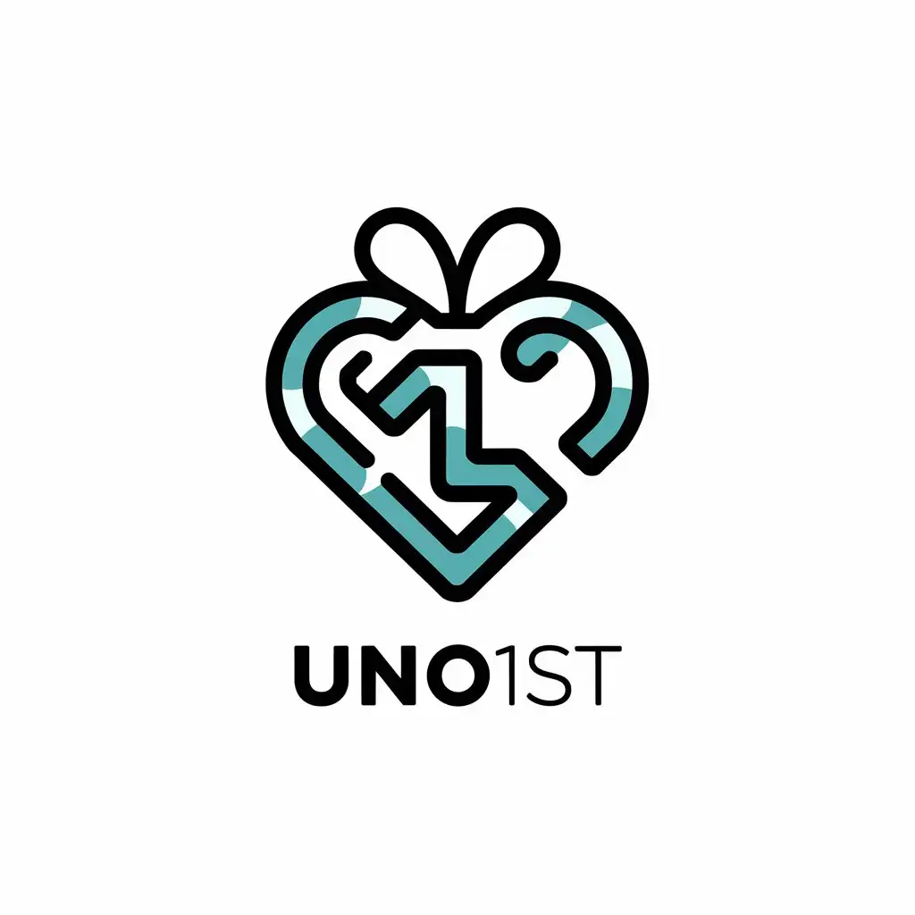 a vector logo design,with the text "uno1st", main symbol:uno 1st gift heart,complex,clear background