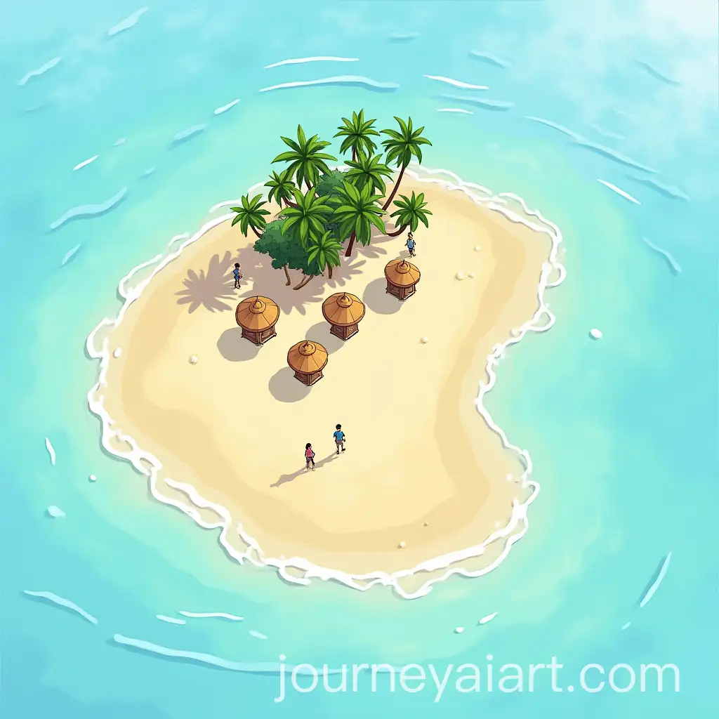 Aerial-View-of-a-Small-Thai-Island-withAI-Image-Prompt-Expansion-Wooden-Umbrellas-and-Tourists-on-Sandy-Beach