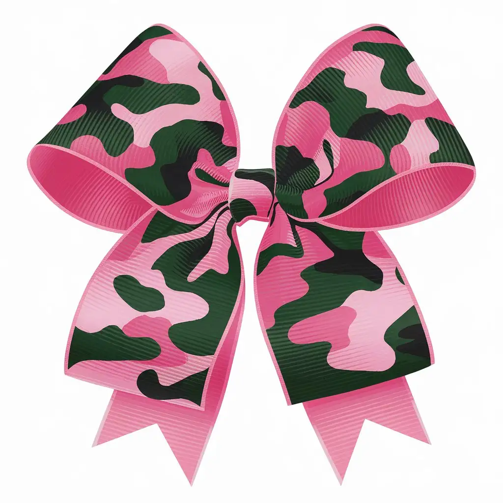 Giant Illustrated Coquette Hairbow with Pink Camo Pattern