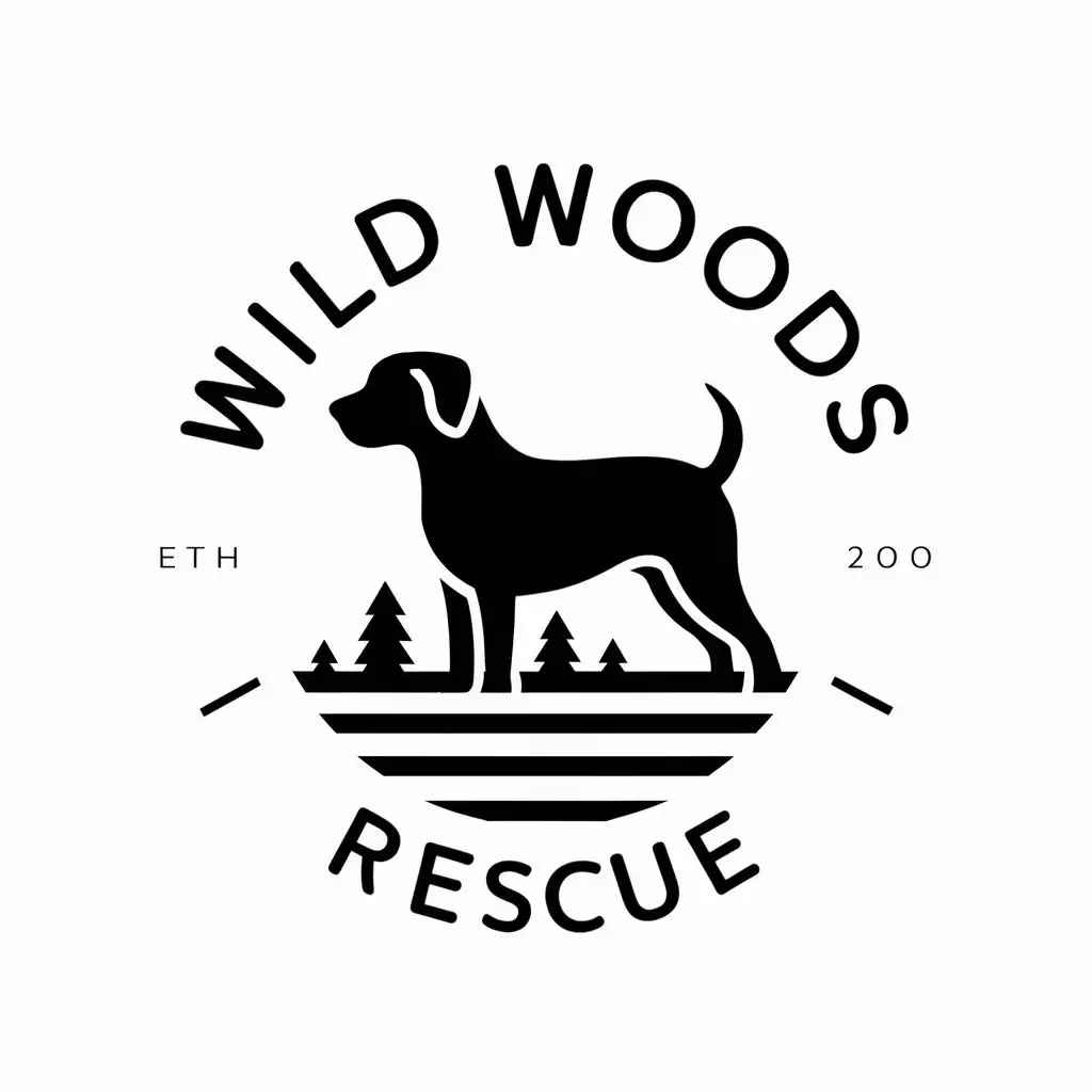 LOGO Design for Wild Woods Rescue Dog Theme in Vector Illustration