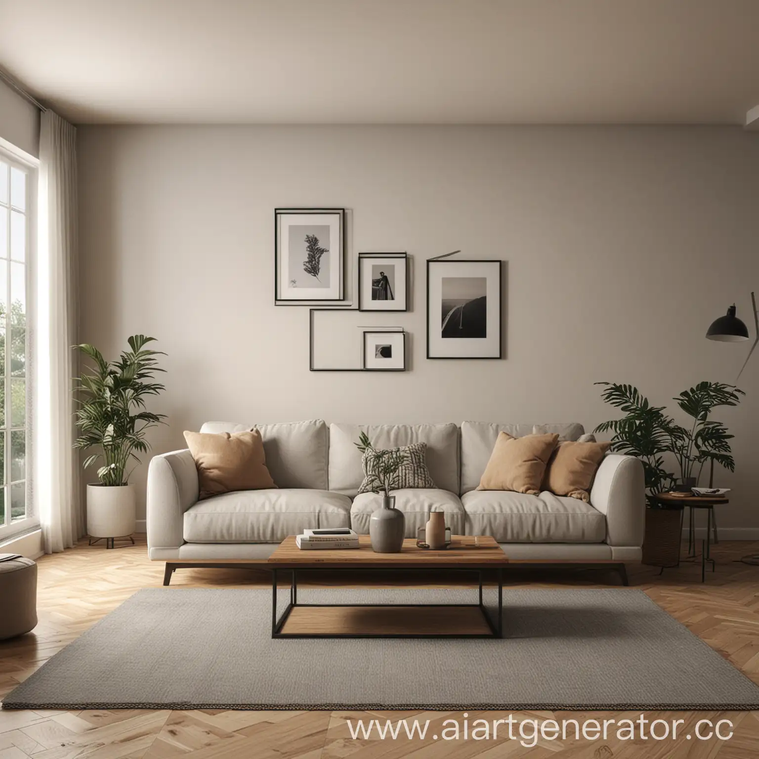 create an image of realistic minimalistic living room