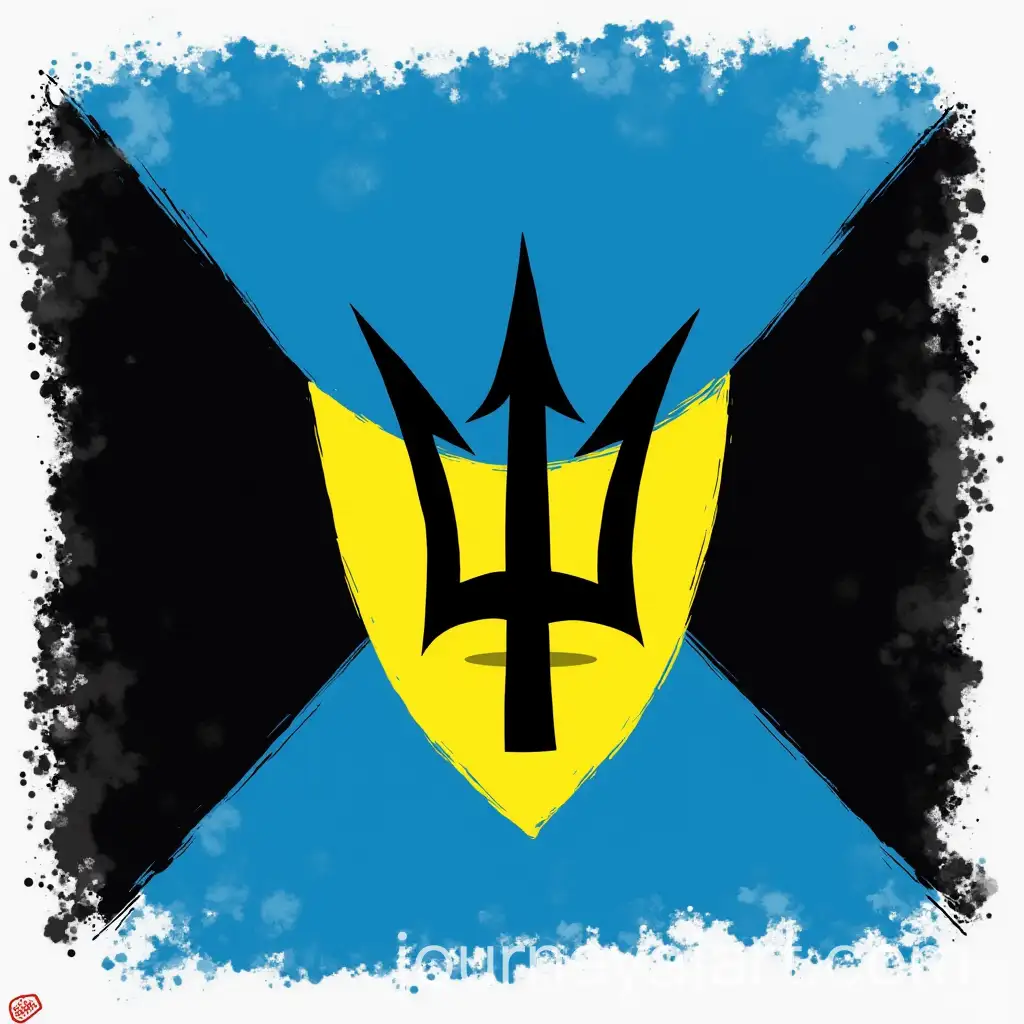 Curvy-Female-Figure-with-Barbados-Flag-Colors-and-Trident-Design